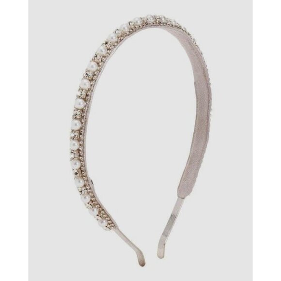 Anthropologie Deepa Gurnani Headband Pearls Crystals Silver Bridal Stace… - Picture 6 of 12